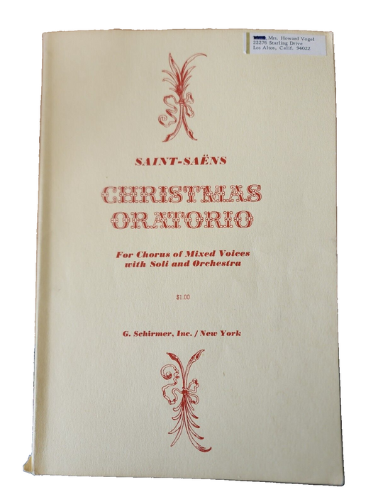 Christmas Oratorio Saint Saens Choral Music Songbook SATB