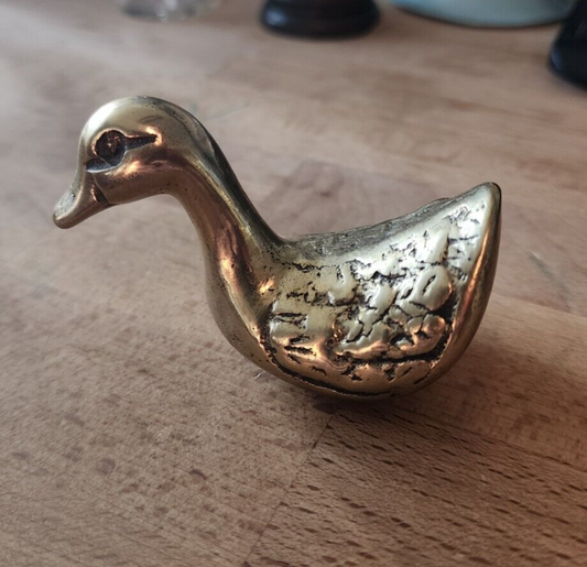 Vintage Small Rocking Brass Goose Made In Taiwan