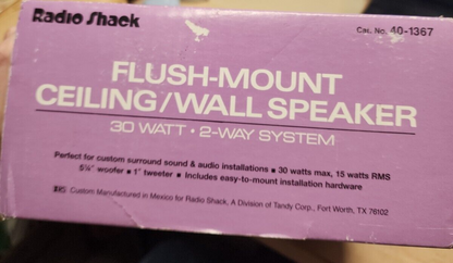 Radio Shack Flush Mount Ceiling/Wall Speaker Model No. 40-1367 vtg