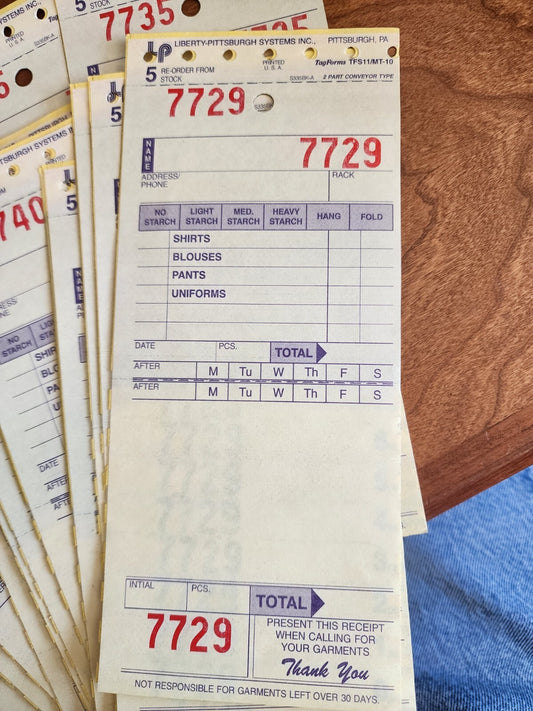 30 Vintage Dry Cleaning Order Forms
