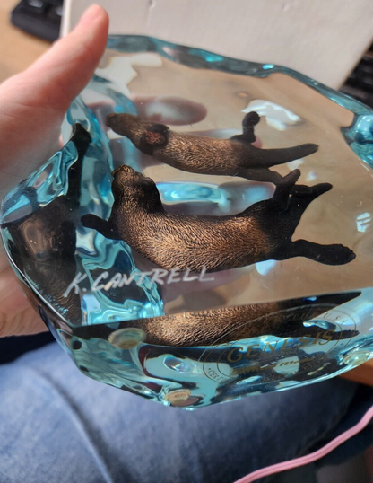 Kitty cantrell Genesis Sea Otter iceberg lucite acrylic sculpture 1994 VTG
