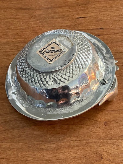 Cast aluminum mouse decorative serving bowl/candy dish