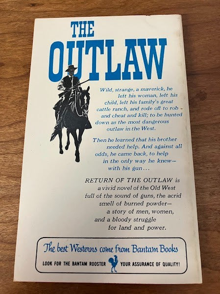 Bantam Books - RETURN OF THE OUTLAW by MICHAEL CARDER