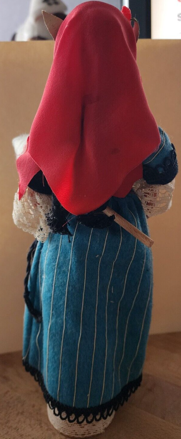 BULGARIA Doll Folk Costume Large 12" Tall Vintage Holding Yarn