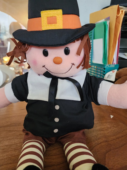 VTG Pilgrim Pals Plush Doll Gibson Greetings 1996 Boy Thanksgiving 16"