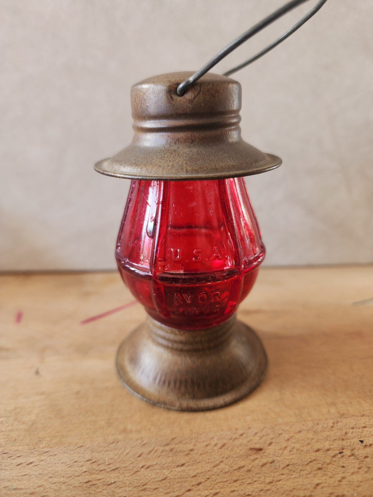 Vtg Avor Lantern Candy Container - Red - 1950s
