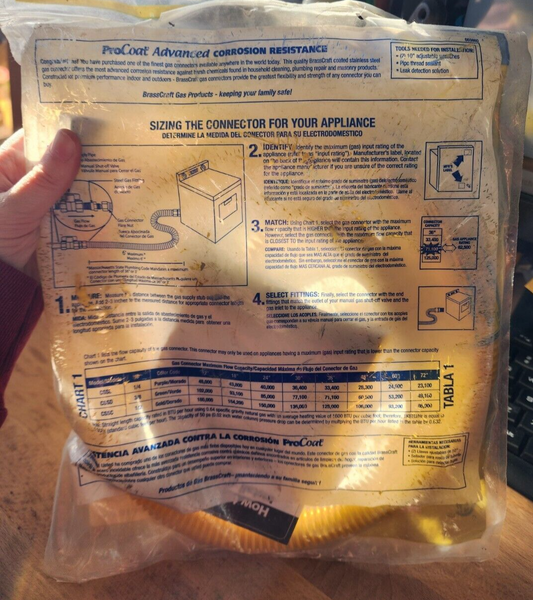 BrassCraft Coated Stainless Steel Gas Connector Line 5/8" OD x 48" Long