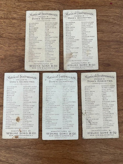 Duke Sons & Co. Cigarettes MUSICAL INSTRUMENTS - lot of 5