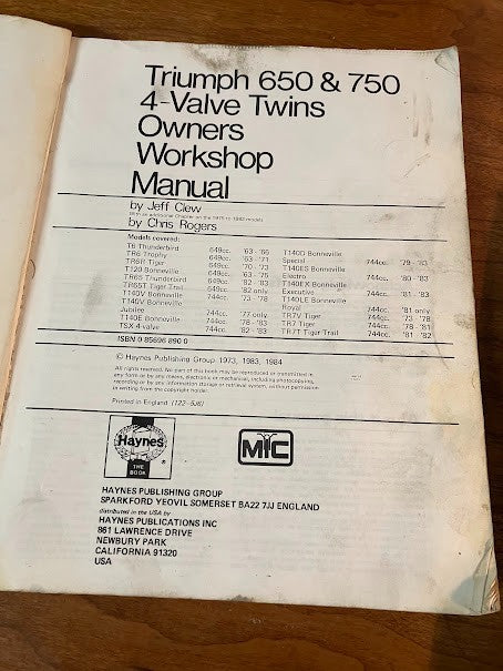 Triumph - 650 & 750 2-Valve Unit Twins 1963-1983 - Owners Workshop Manual