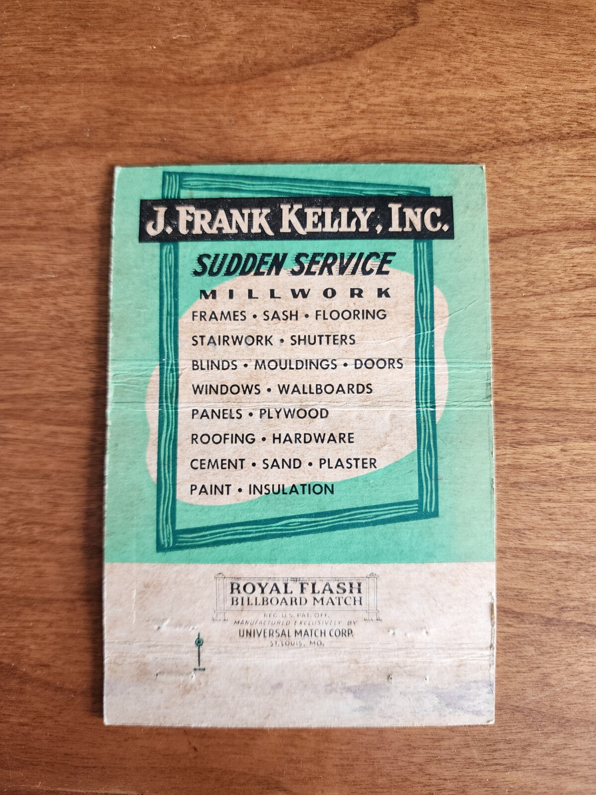 Vtg Matchcover J. Frank Kelly Building Supply