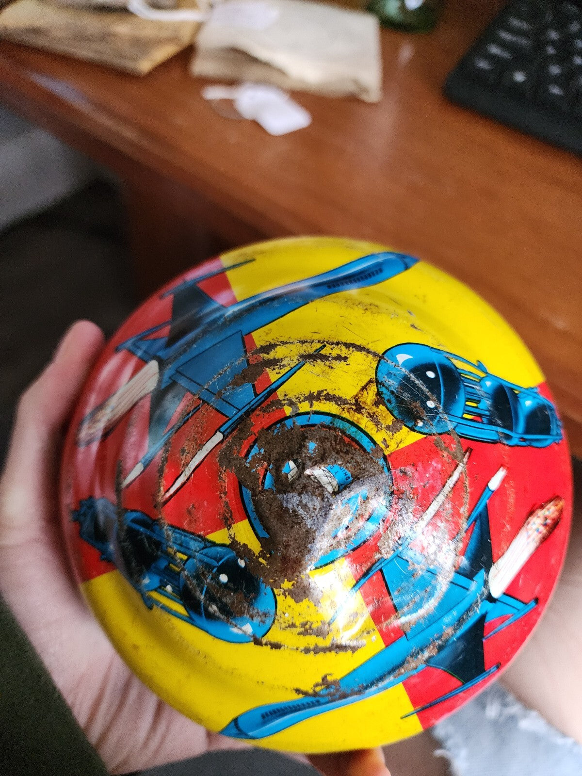 Vintage Spinning Space Top Tin Lithograph - Works!