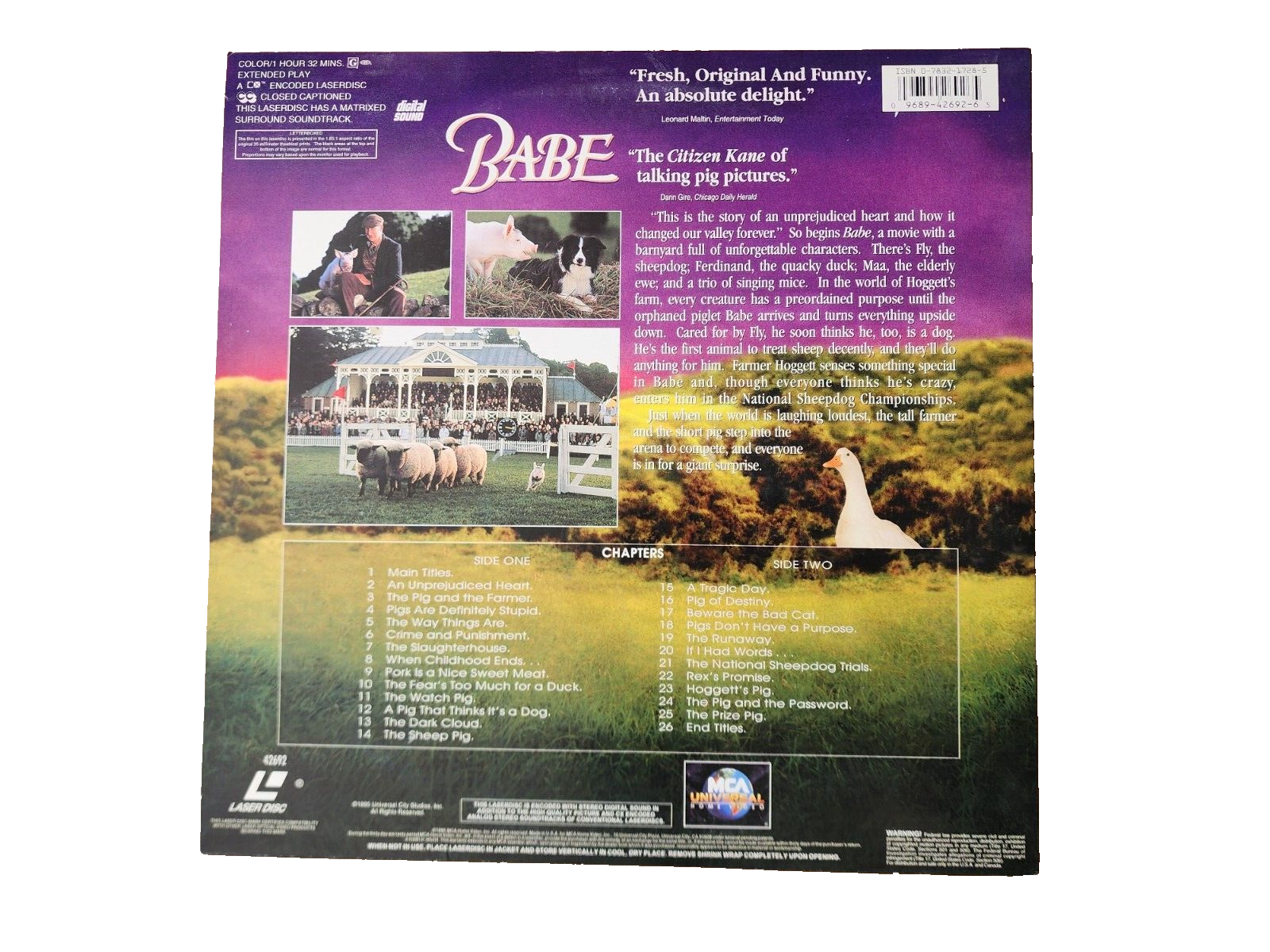 Babe Digital Laserdisc (Laser Disc) 1996 Letterboxed Extended Play