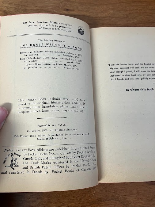 Vintage Paperback - Thomas Sterling: The House Without A Door