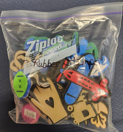 Set of 18 used and new Rubber Stamps