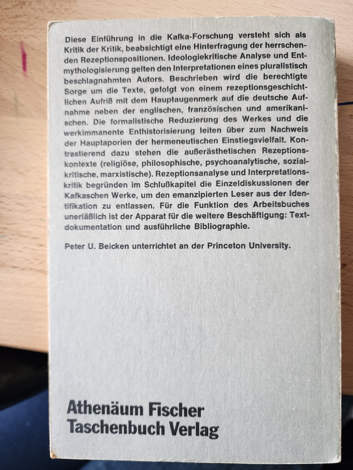 Franz Kafka - Eine kritische Einführung in die Forschung Peter U. Beicken:
