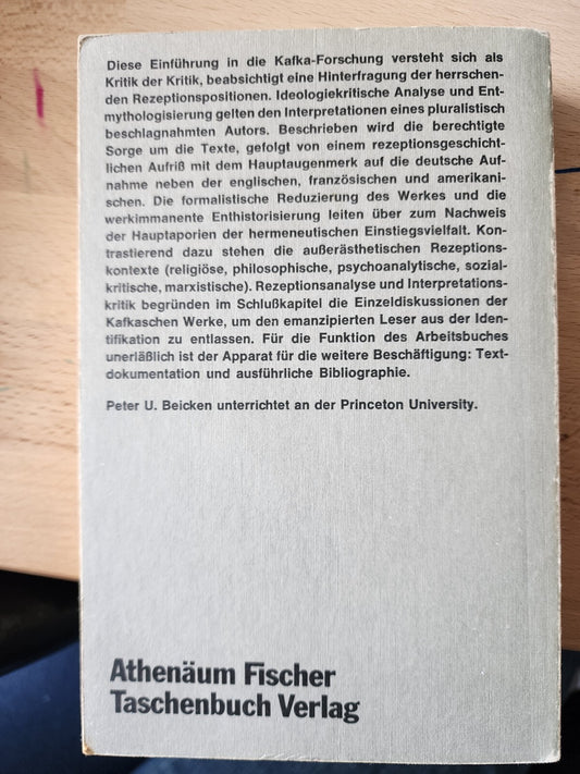 Franz Kafka - Eine kritische Einführung in die Forschung Peter U. Beicken: