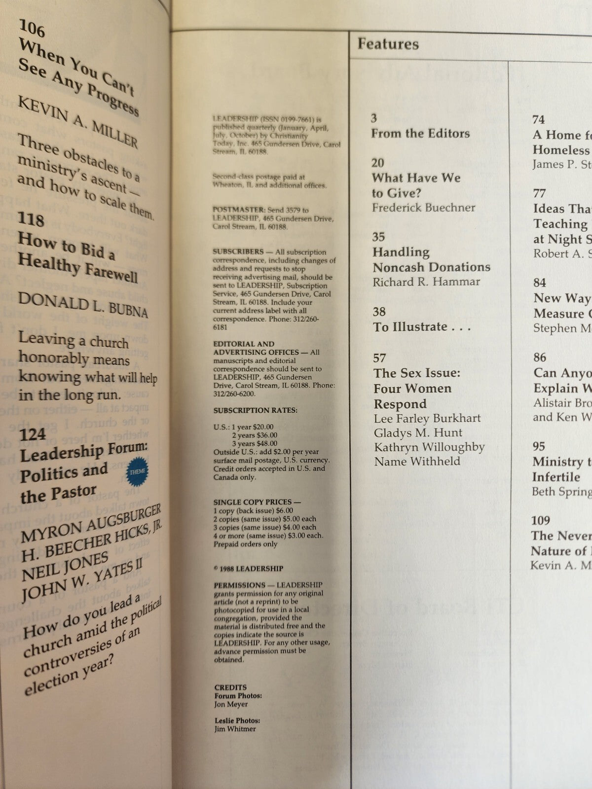 Leadership: Creativity, A Practical Journal for Church Leaders (Fall 1988)