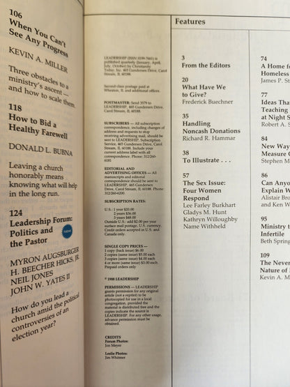 Leadership: Creativity, A Practical Journal for Church Leaders (Fall 1988)