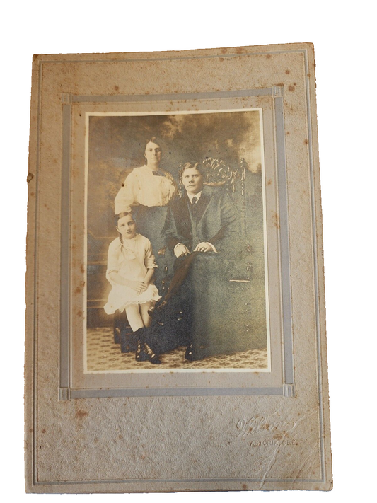 Family Of 3 Photo Wilson Studio Astoria Ore. Framed in Cardboard