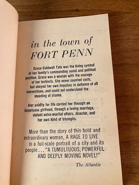 Vtg Paperback - A Rage to Live by John O'Hara