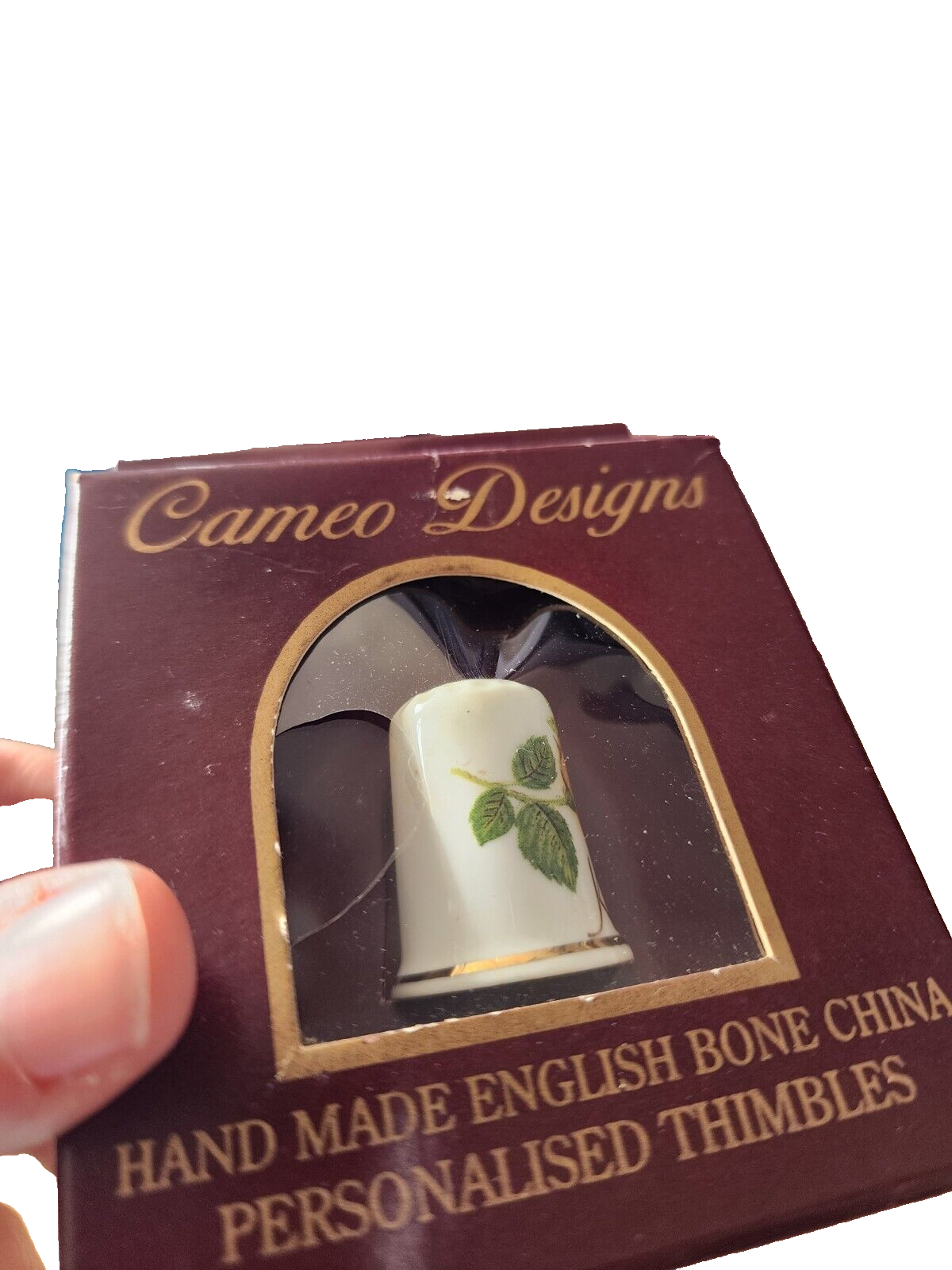 Kathleen Cameo Designs Handmade English Bone China Personalized Thimble NEW