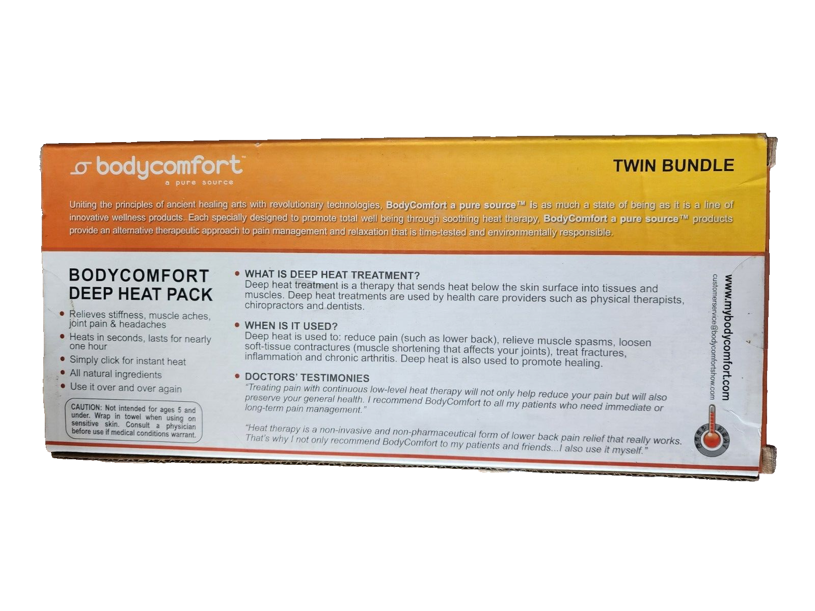 Body Comfort Twin Bundle Instant Heat Packs - 2 Pocket, 2 Hand, 2 Foot Packs NEW