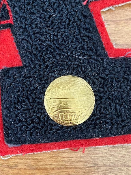 Varsity Letter M Jacket Patch - Red On Black M