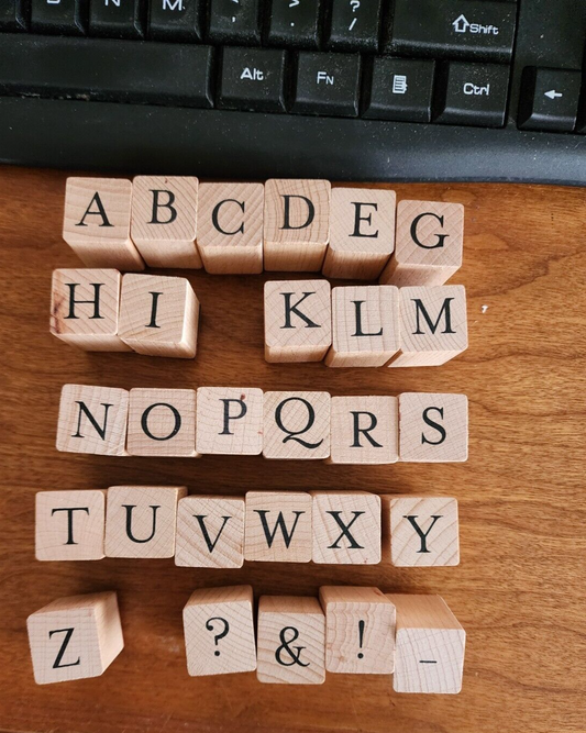 Stempel Set - Upper Case Alphabet Letters Wooden Rubber Stamp Set