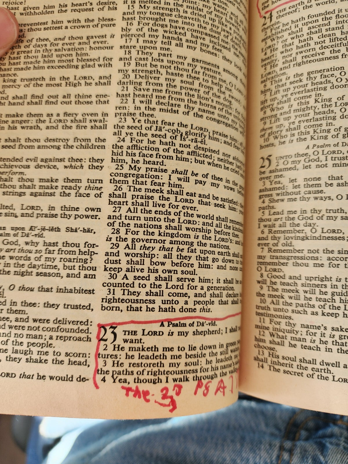 HOLY BIBLE Red Letter Edition, King James, Leather Bound - Vintage