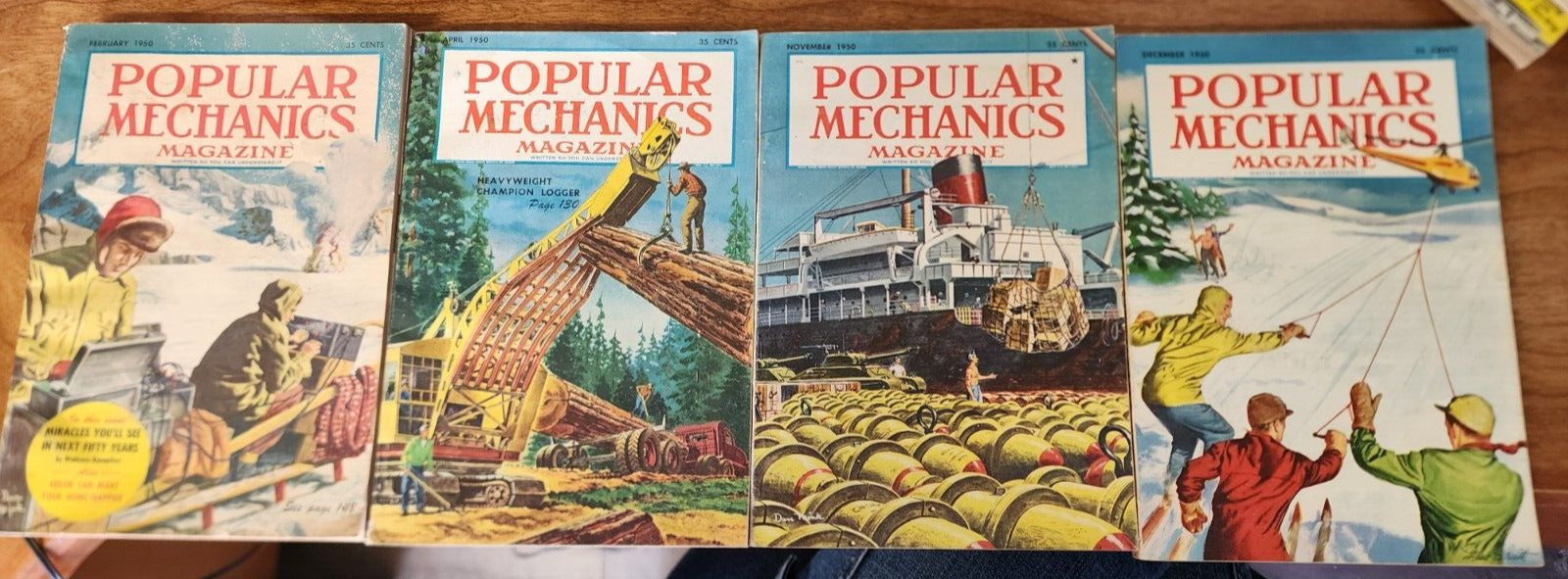 Lot of 4 Vintage Popular Mechanics Magazines 1950s