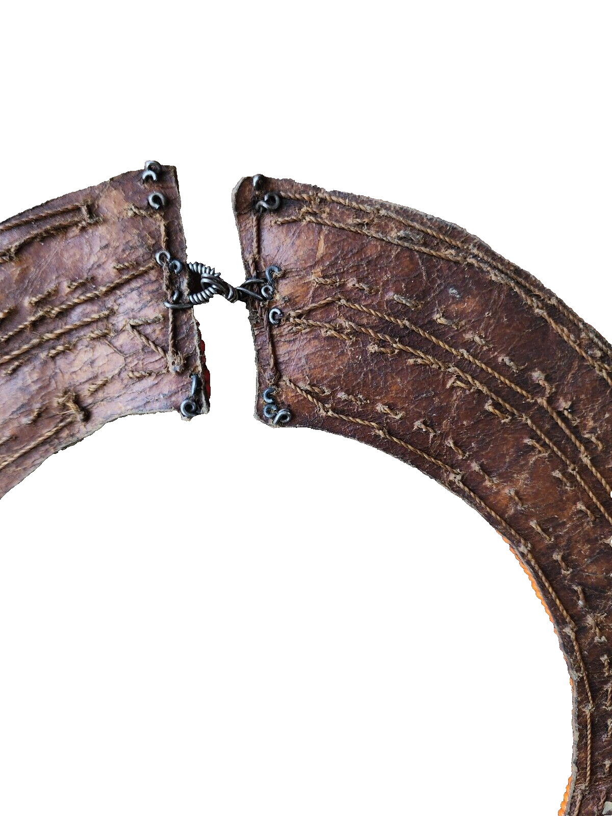 VTG AFRICAN BEADED TRIBAL COLLAR Necklace Multicolored w/ leather backing