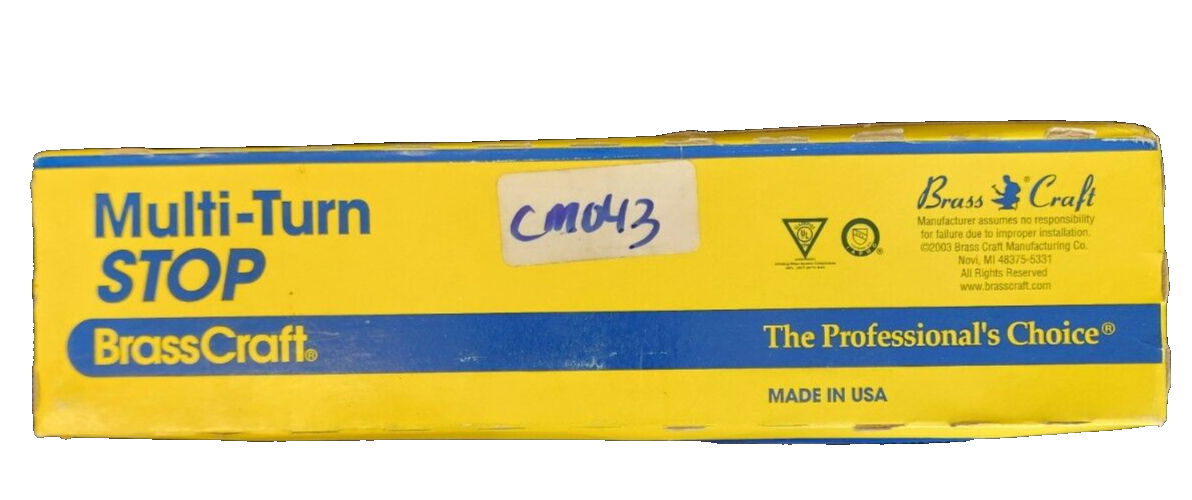 BrassCraft Plumbing OCR1912A C Multi-Turn faucet angle STOP & riser