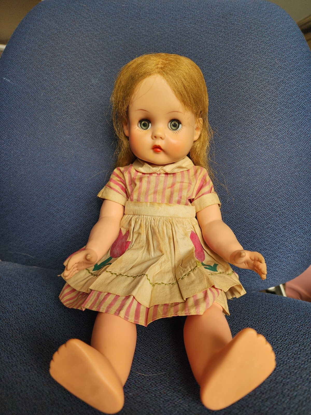 17" Vintage Horsman Doll Rooted Hair Sleep Eyes Long Blonde Hair