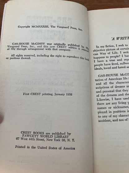 Vtg lot of 2 - James T. Farrell: 'Gas-House McGinty' & 'French Girls are Vicious