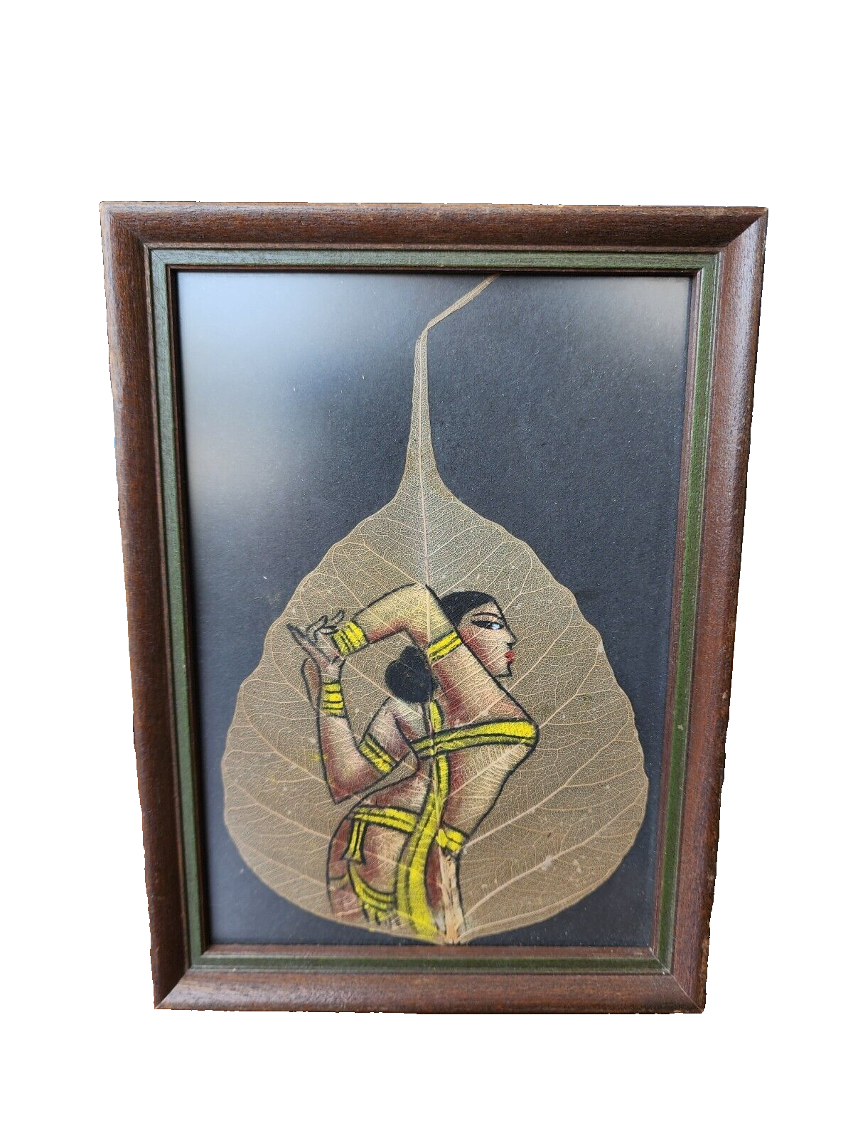 Women Hand Painted in Oil on Skeleton Pipal Tree Leaf