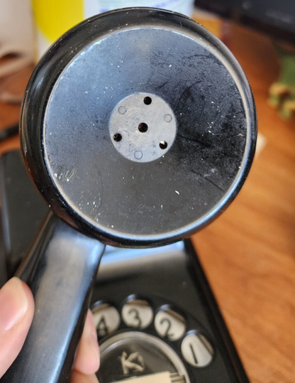 Vintage Kellogg 1000 Series D1002 DAK Black Red Bar Rotary Dial Wall Phone