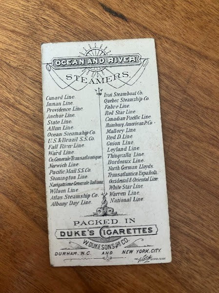 Tobacco Cards: Ocean and River Steamers Duke's Cigarettes - lot of 7