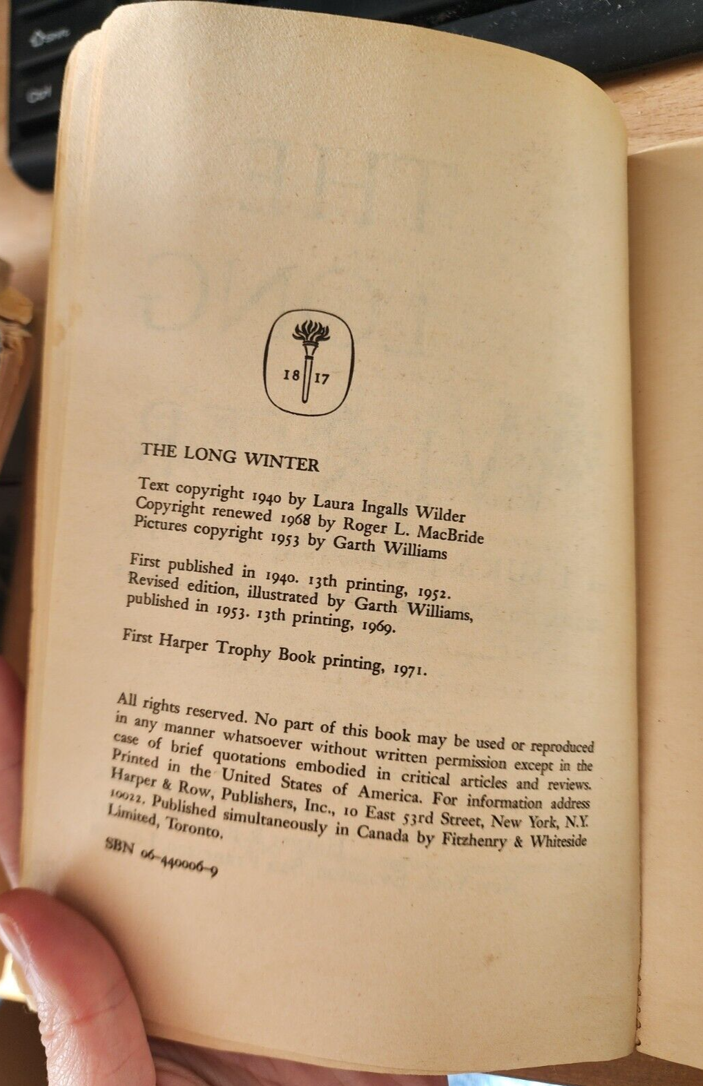 The Long Winter Laura Ingalls Wilder Vintage Paperback Book 1971