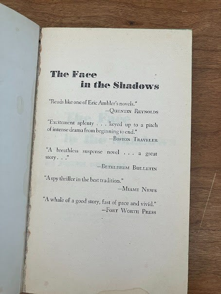 Vtg Paperback - Peter Ordway: THE FACE IN THE SHADOWS