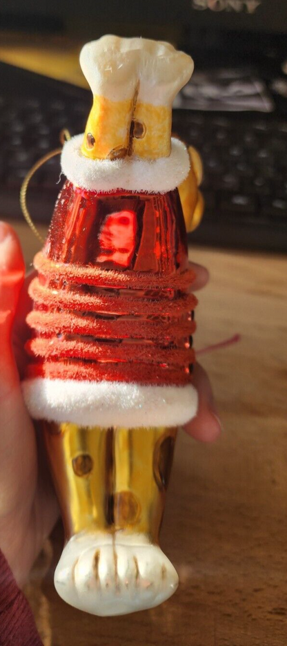 5.25" Orange Cat In Red Sweater Stretching Christmas Ornament