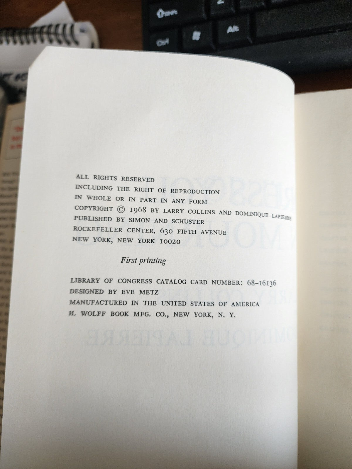 HC Book "Or I’ll Dress You in Mourning" by Larry Collins & Dominique Lapierre