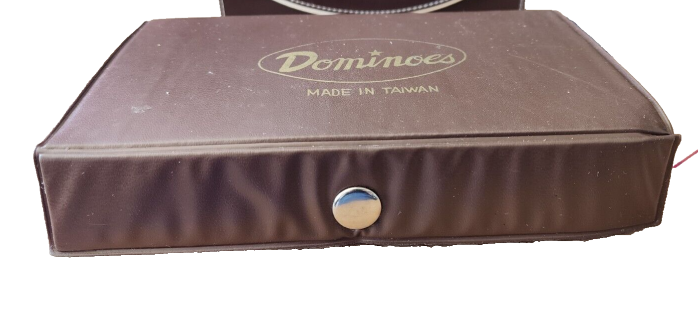 Vintage Dominoes Made in Taiwan In Brown Case 55 pieces