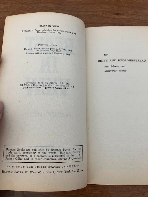 Vtg Paperback - Margaret Millar: BEAST IN VIEW