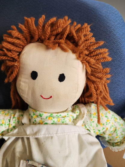 Lovely Soft Rag Doll Green & Yellow Dress Girl Doll Medium 18"