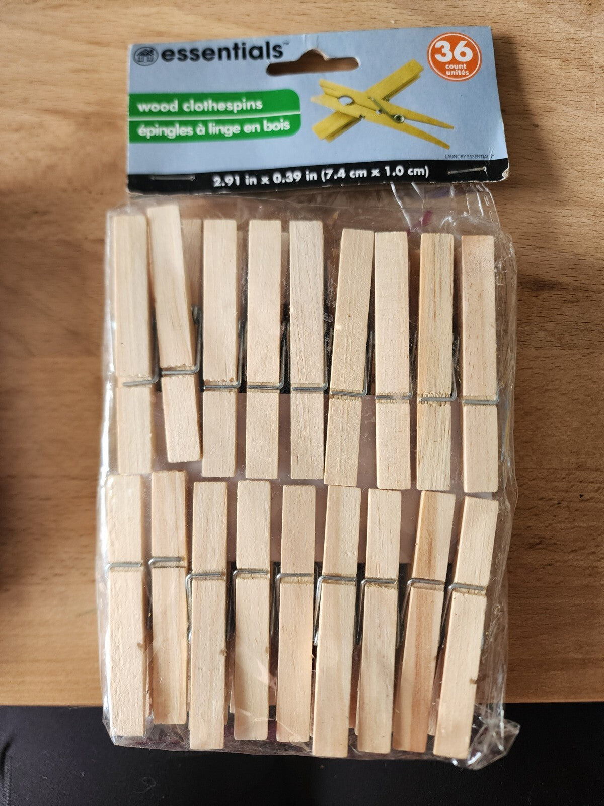 2.91" CLOTHES PINS WOODEN 36 COUNT NEW IN PACK