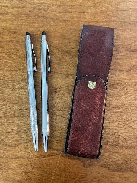 Pocket 2 Pen Case Holder - Leather Wine red