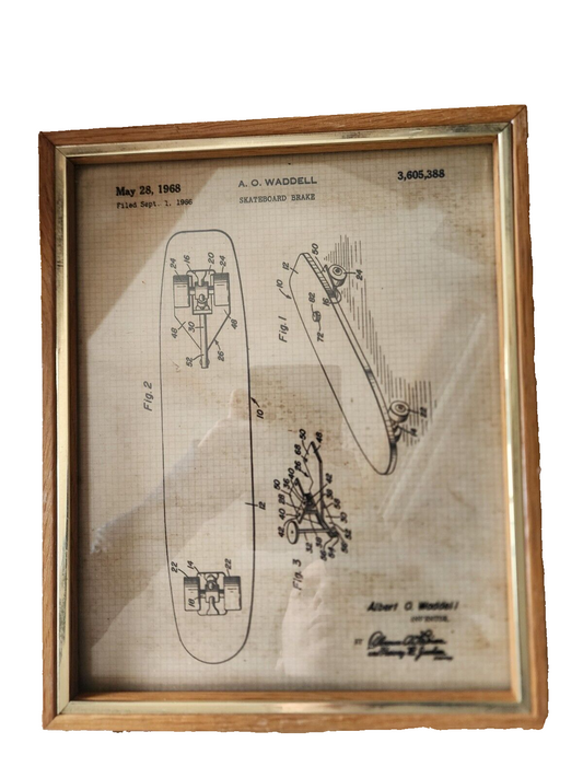 1968 - Skateboard Brake - A. O. Waddell - Patent Art Poster