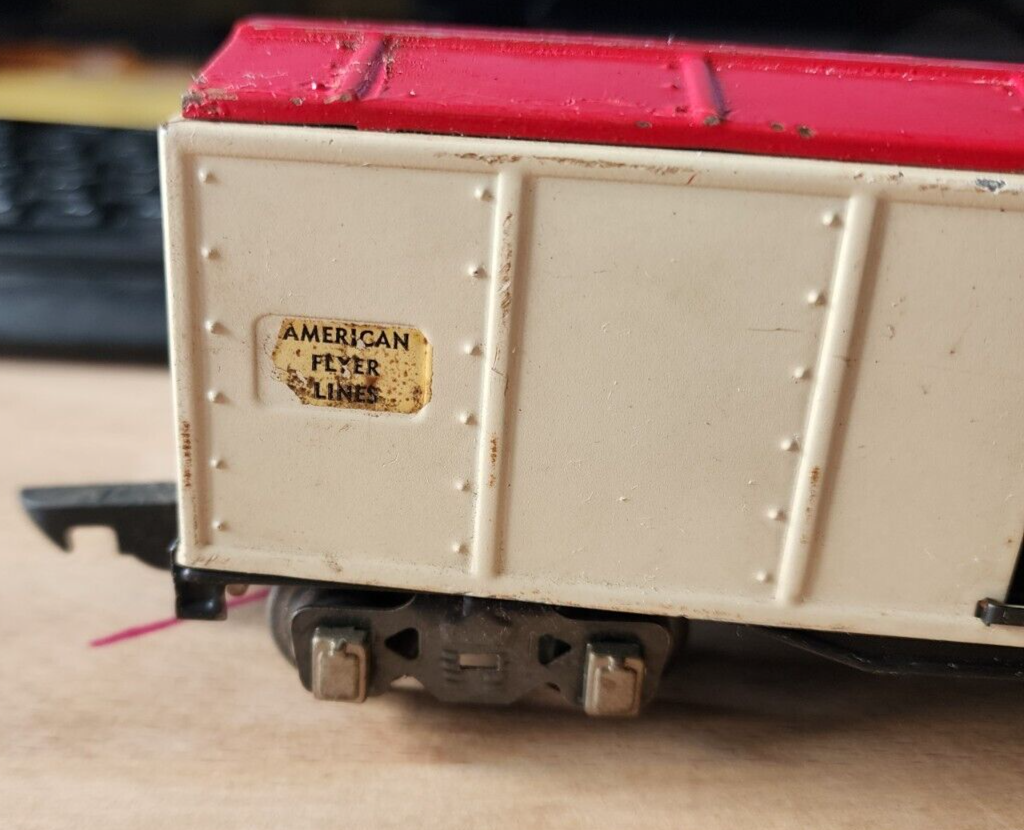 Vtg American Flyer Gauge Steel American Flyer Lines 478 White & Red Box Car