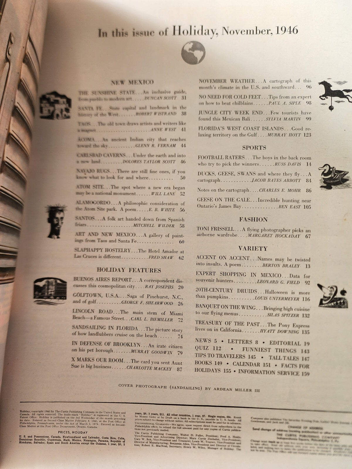 1946 NOVEMBER HOLIDAY MAGAZINE - SANDSAILING