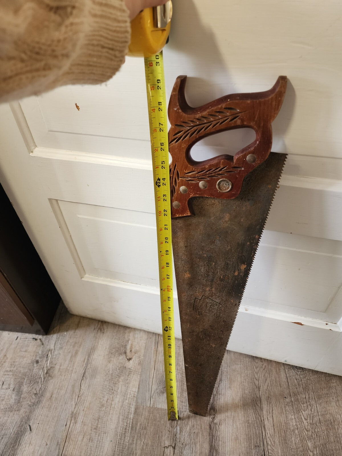 Vtg Henry Disston & Sons D-23 Hand Saw with Markings 29 1/2"